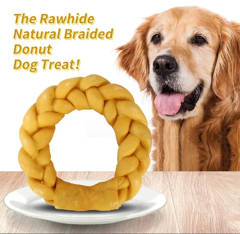 Rawhide Natural Dog Bone Donut Wrapped by Beef Best Beef Jerky Cat Dog Food Treats 100% Pet Food Snacks Company