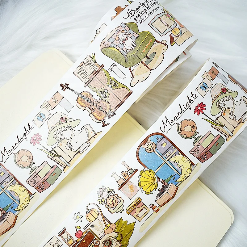 12 Designs 2m/roll PET Washi Tape Decorative Stickers Plant Tree Zoo Flowers for Notebook Journal Art Card Making