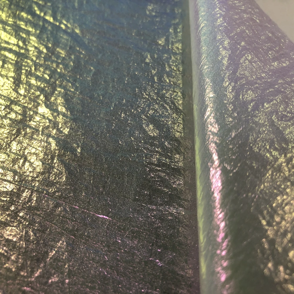 380T Nylon Crinkle Taffeta Gold Foil Print Fabric Wrinkled With Velvety Luster For Down Jacket Garment