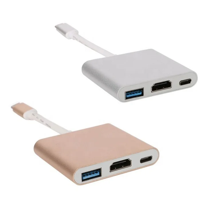  Первоклассная поддержка 4K 30 Гц 3 в 1 многопортовый USB типа C для HD-MI конвертер адаптер