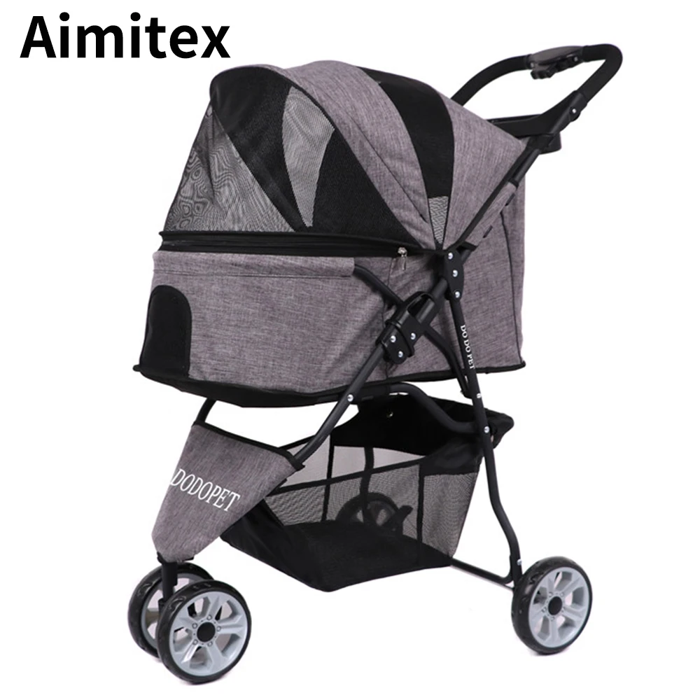 Aimitex High Quality Dog Stroller 3 Wheels Nylon Mesh Pet Stroller For Cats Dogs Pet Stroller Dog Carrier