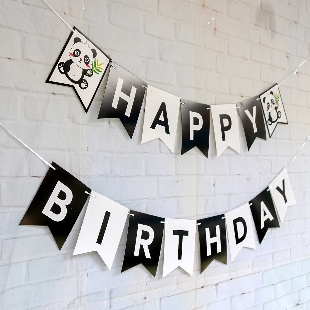 
Chinese panda Banner Happy Birthday Banner Party Decor Bunting Photo Booth Props Signs Wedding & Party Decoration 