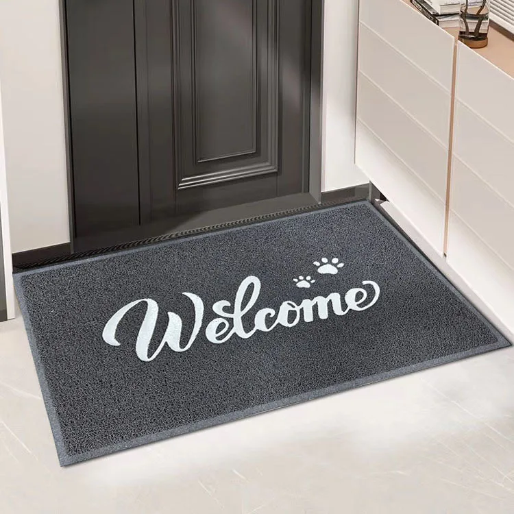 Custom Non Slip Outdoor Indoor Pvc Coil Floor Carpets Welcome Entrance Front Door Mats for Supermarket