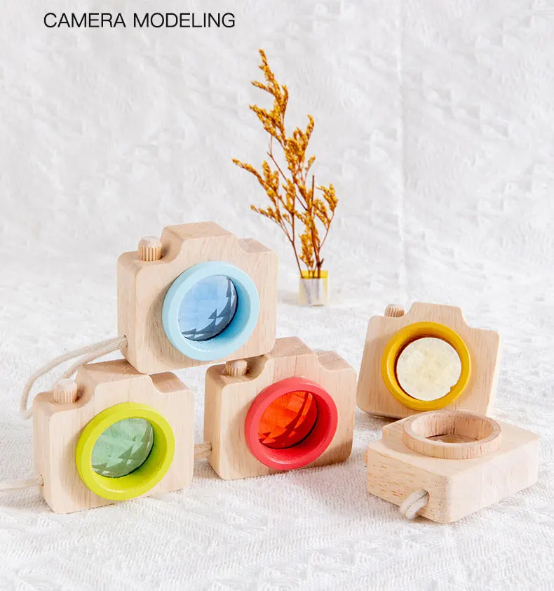 Children Wooden Toys Education Baby Kids Montessori Learning Classic Cartoon Camera Kaleidoscope Magic visual Toy