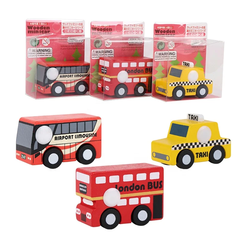 Wooden MINI Car Wooden vehicle car  Wooden Toy Wheels Car set of 12