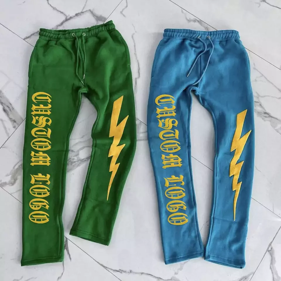 wholesale High Quality 100% Cotton Custom LOGO Loose Puff Print Graphic Trousers Jogger Track Sweat Pants Sweatpants Mens Jogger