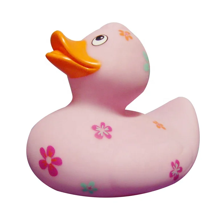 Customized Pink Flower Rubber Duck for gift collection duck toys