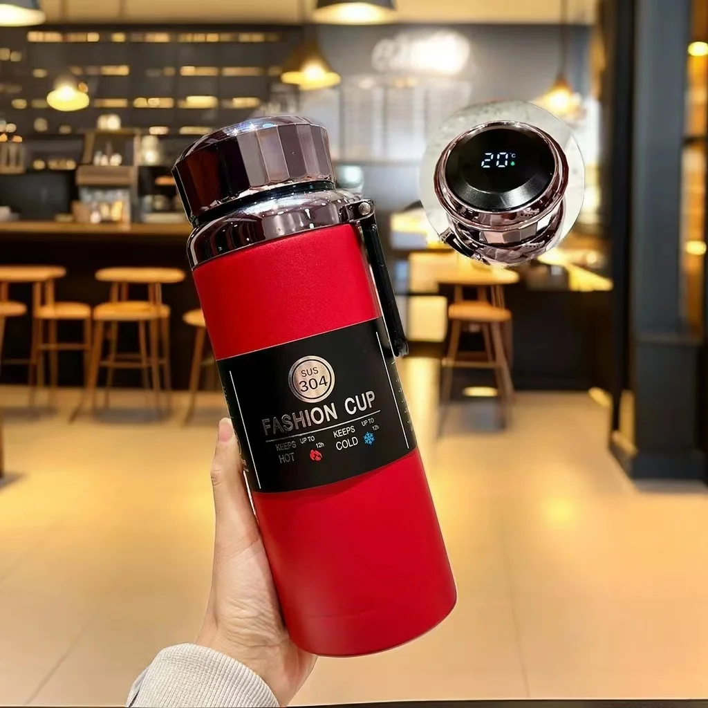 new product new gift item Stainless steel wall thermo time marker reminder with led temperature display vacuum flask smart water