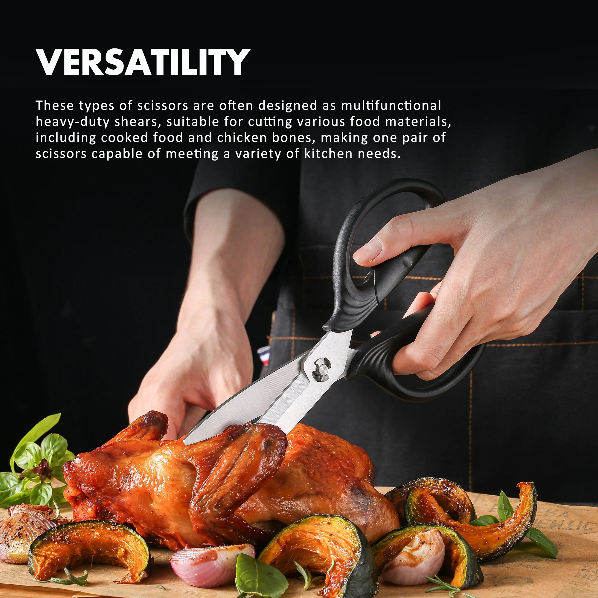 Heavy Duty Sharp Kitchen Shears Meat Scissor Titanium Coating Stainless Steel Kitchen Scissors