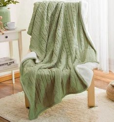 wholesale 100% cotton linen throw rockwool yarn dyed oversized bedding baby throw warming knitted blanket