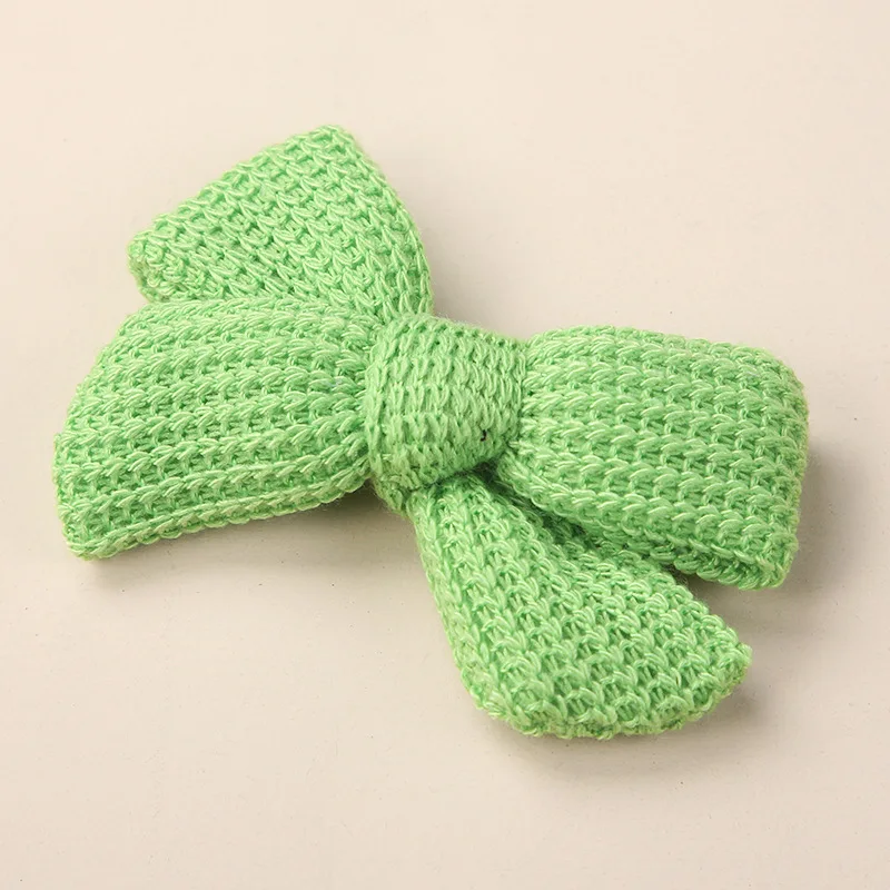 Sweet Princess Hairpin Accessories Knitting Woolen Yarn Baby Solid Color Clip Bows For Girls Clip