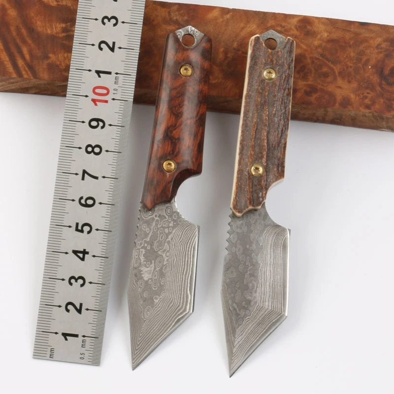 Wholesale antique hunting tactical knife set Damascus original blanks outdoor straight knife fixed blade