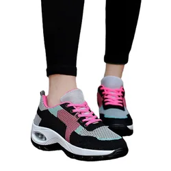 china suppliers girl non-slip purple mesh running shoes ladies open shoes casual height increasing women walking style shoes