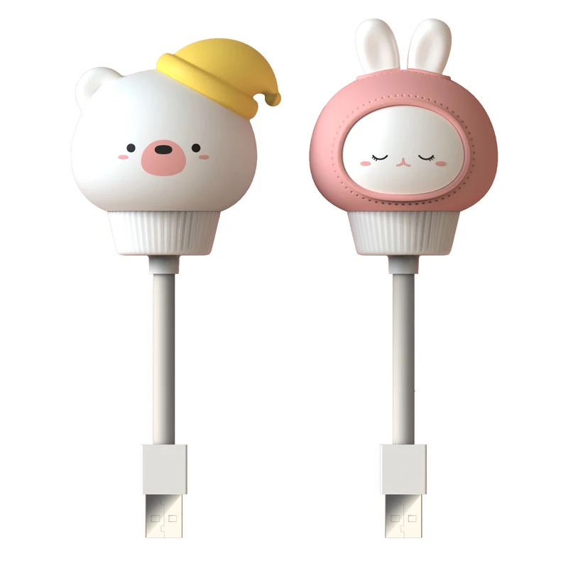 USB подключение милого медведя кролика датчик лампа ночник светодиодный с дистанционным автоматическим