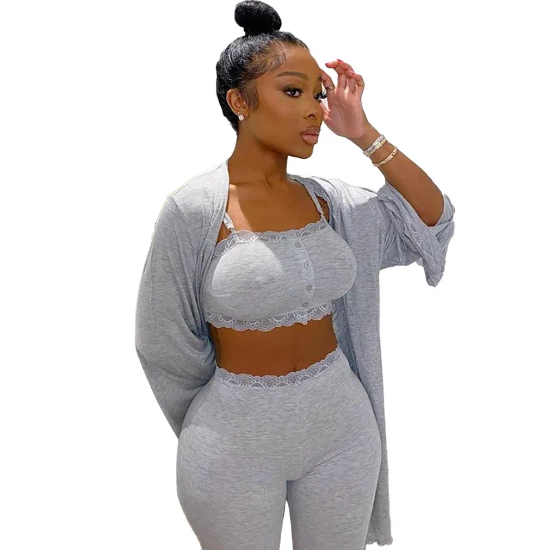  Drop Shipping 1pcs Pajama Set Cotton Wholesale 2021 Fall Plus Size Sets With Robe for 3 Piece