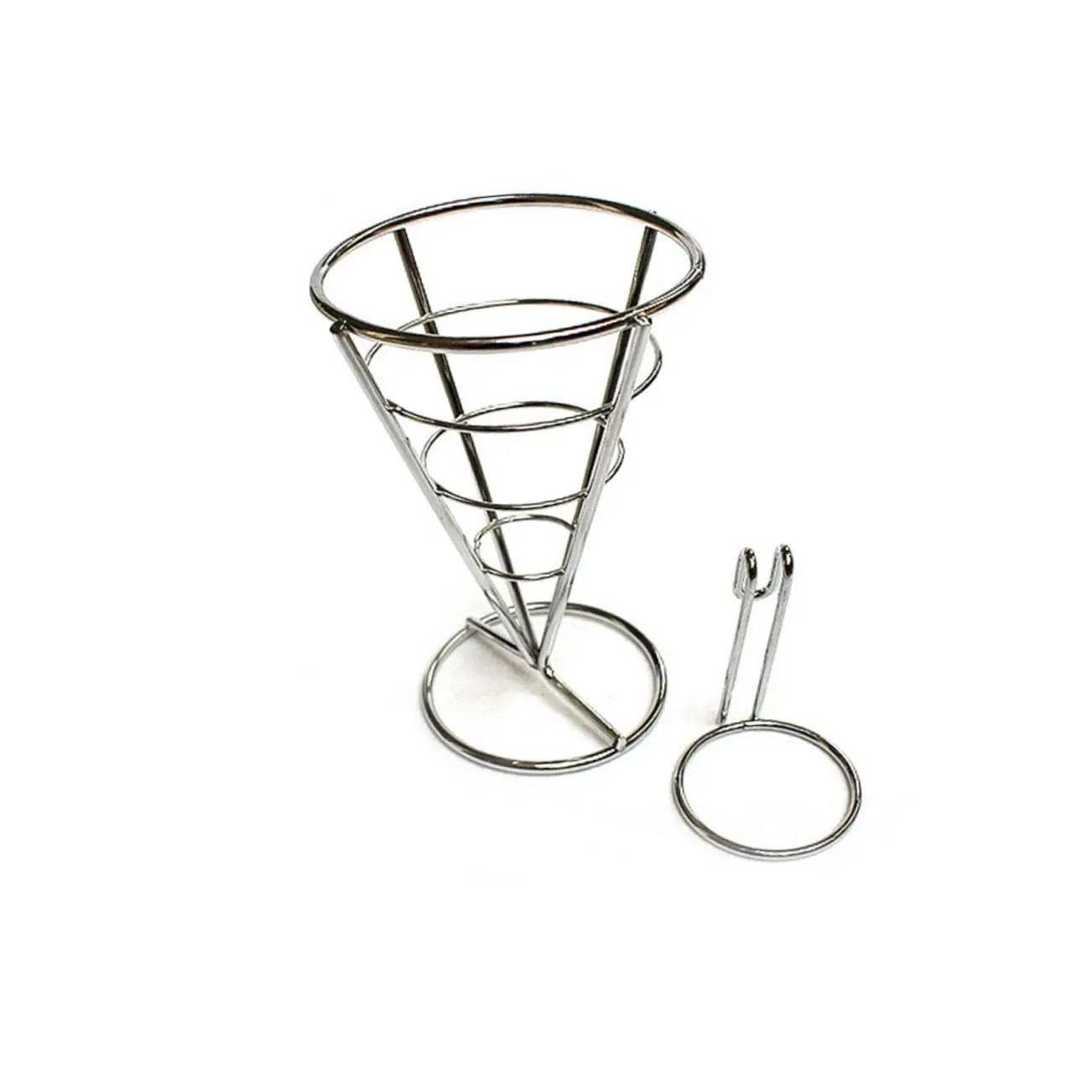 Stainless Steel Spiral Cone Potato Chips Snack French Fries Holder Fry Basket Wire Stands