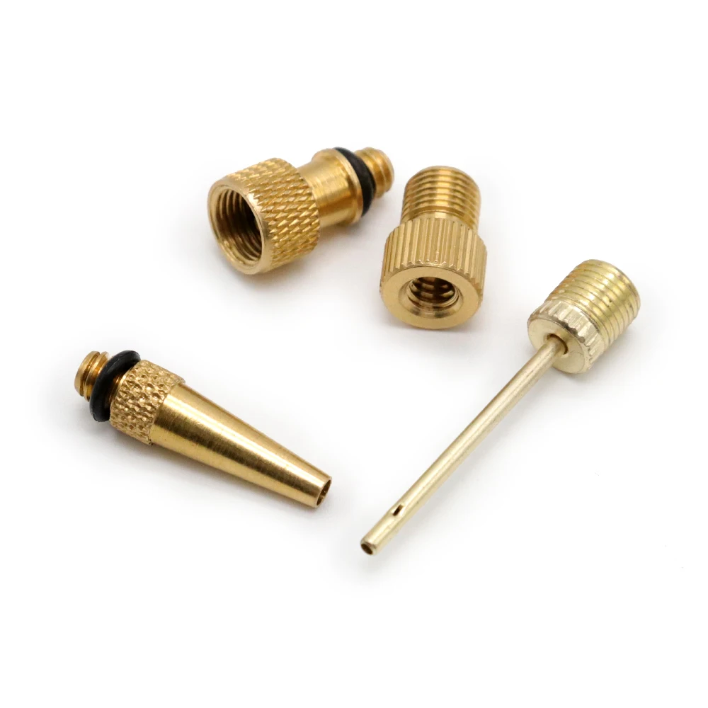 Bike Yellow Copper Schrader Prest Valve Converter Adapter Extension Ball Needle Set