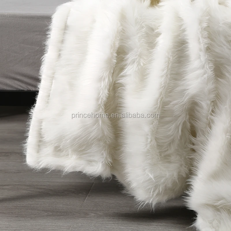 Super Soft White Faux Fur Warm Elegant Cozy Throw Blanket for Bed Sofa Blanket Gift