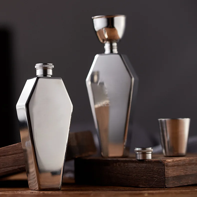 Small Hip Flask with Funnel for Whisky Liquor Spirits 304 Stainless Steel Bottle Creative  Flasks for Liquor