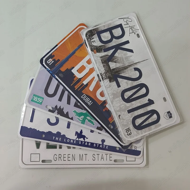 Home Wall Decor Souvenir Embossed Aluminum Metal Car License Plate