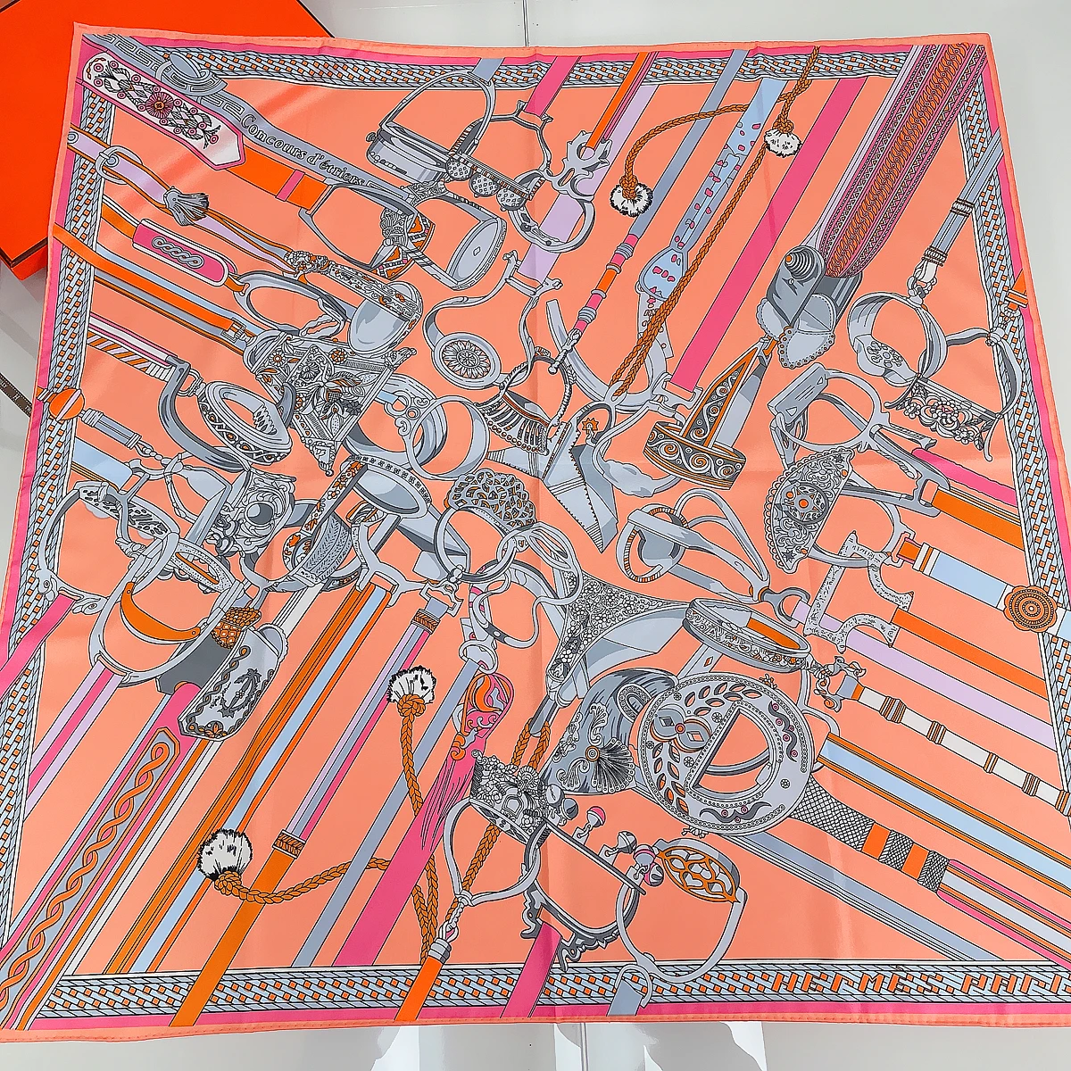 Wholesale silk scarf custom printing logo 90*90cm large square satin silk scarf shawl hand rolled silk scarves for women