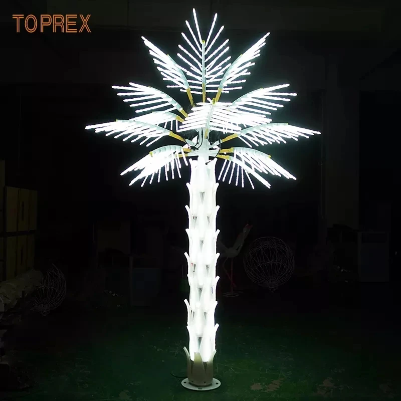 Outdoor Amusement Park Playground Decoration Large Ornamental Waterproof LED Lighted Artificial Palm Tree