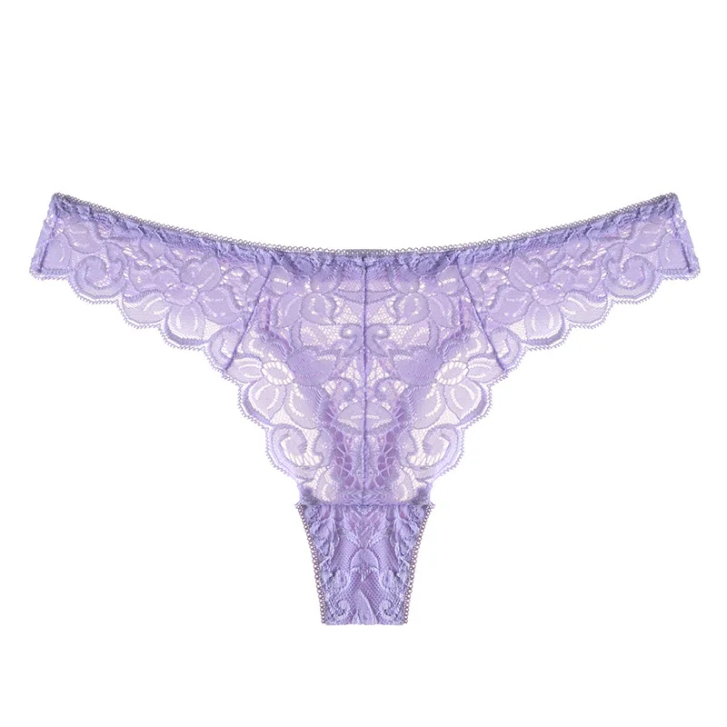 
Sexy Seamless Lace Thongs T Back Low Waist See Through Panties V-Shape Design Lace Thongs for Women 