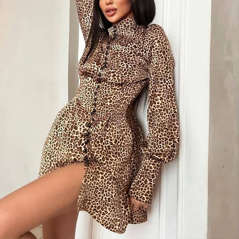Summer Long Sleeve Knitted Button Satin Short Dress Custom Women Casual Dresses