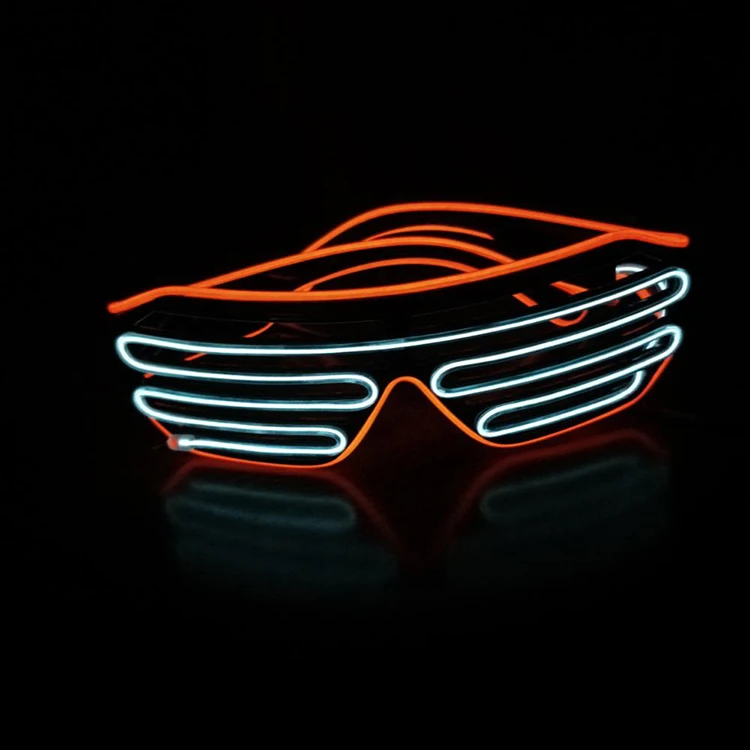 2022 Kids Halloween Christmas Party Favors Supplies Led Light up Toys EL Glowing Shutter Glasses