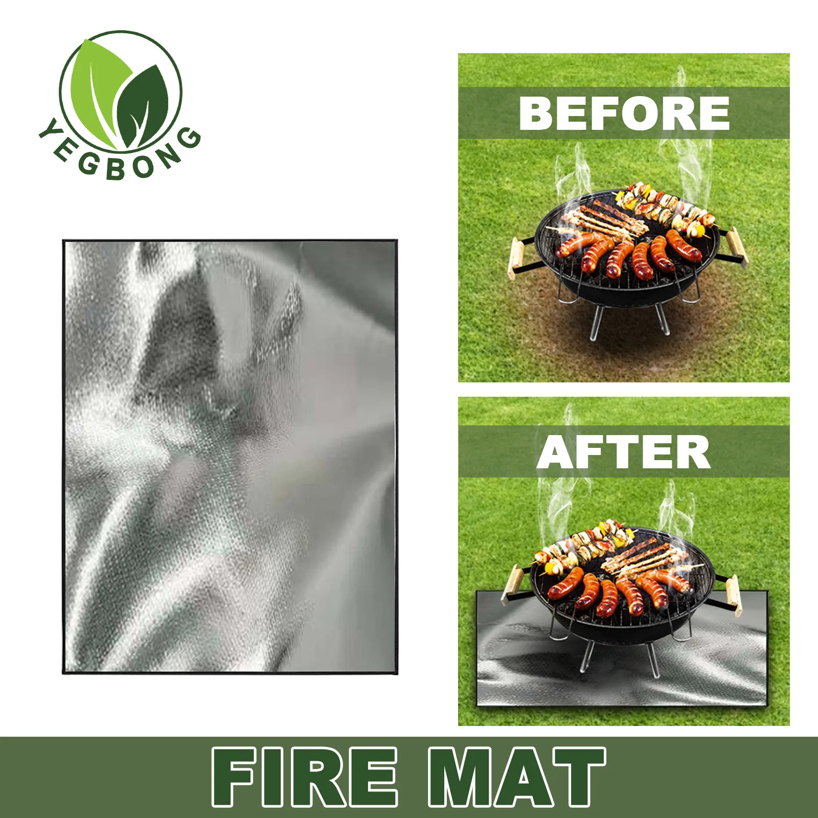 YEGBONG OEM Camping Fireproof Cloth Glass Coated Heat Insulation Pad Outdoors Barbecue Flame Retardant Insulation Mat Blanket