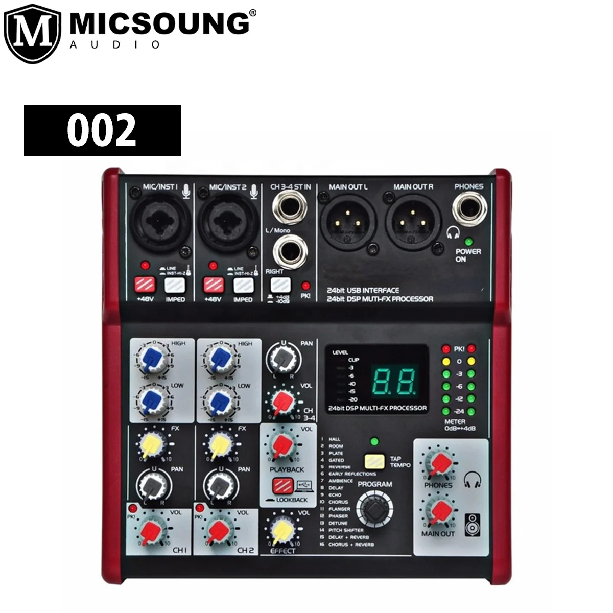 Professional 4 Channel Vocal Effects Mixer Digital Audio Music Mixer Dj Console For Small Party Recording Concert
