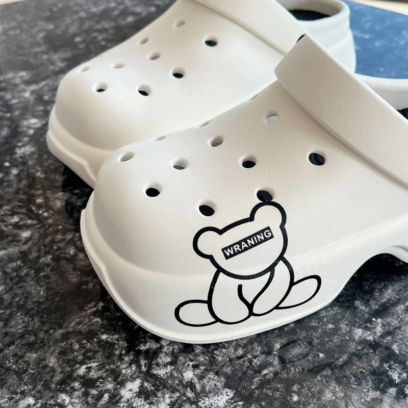 Cute bear beach clogs women platform fashion Bear print garden clogs