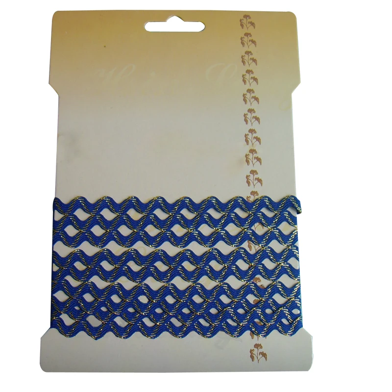 custom 10 mm 12 mm  polyester braided zigzag wave Lace Trim metallic  Ric Rac ribbon trim for decor