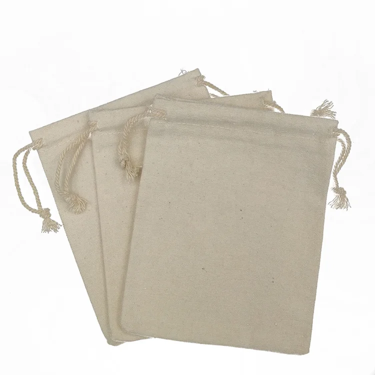 High quality products cheap soft muslin cotton linen drawstring bag
