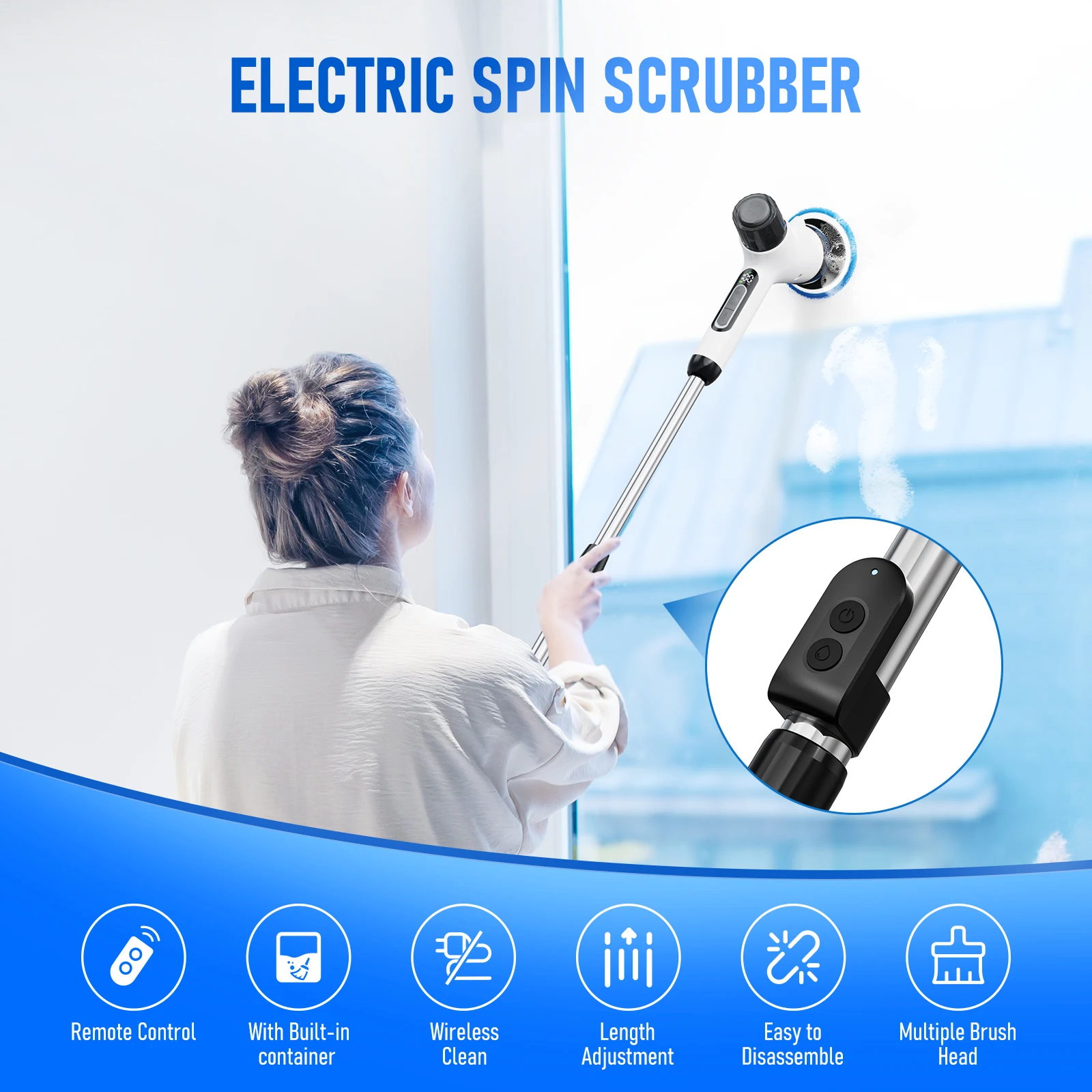 80ml Built-In Container Wireless Detachable Adjustable Home Spin Scrubber 7-In-1 Multifunction electric cleaning brush for cars