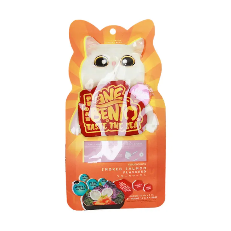 Printed Cat Treat Packaging Tuna Fish Falvor Dry Pet Dog Food Cat Food Bag