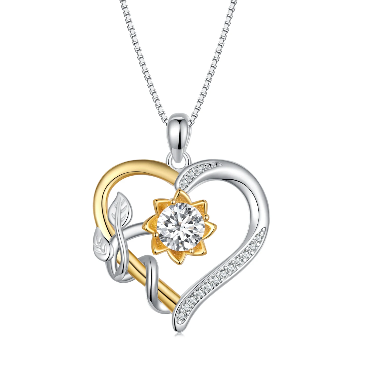 One carat love moissanite necklace asymmetrical heart-shaped flower s925 silver necklace jewelry