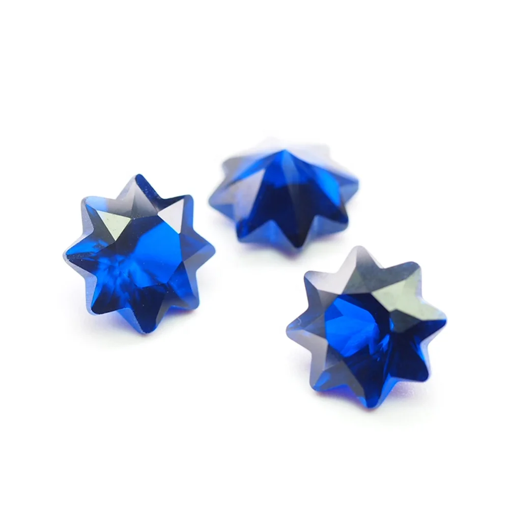 Eight-Pointed-Star shape Sapphire Blue Cubic Zirconia Gemstone