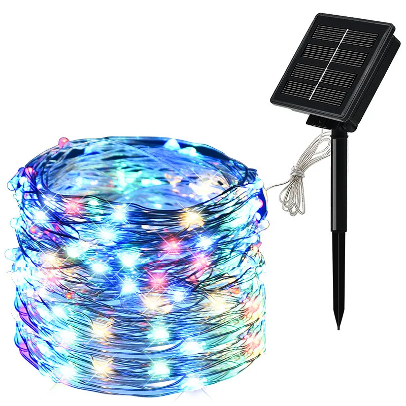 Новогодняя светодиодная уличная лампа на солнечной батарее LED гирлянда для праздника Рождества вечеринки садовая с батареей водонепроницаемое освещение 10 м