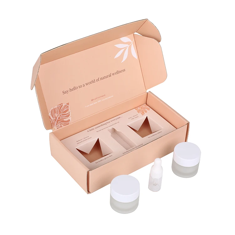 3 bottles cosmetic packaging box for 10 ml jars customized printing hot stamping face oil packaging box