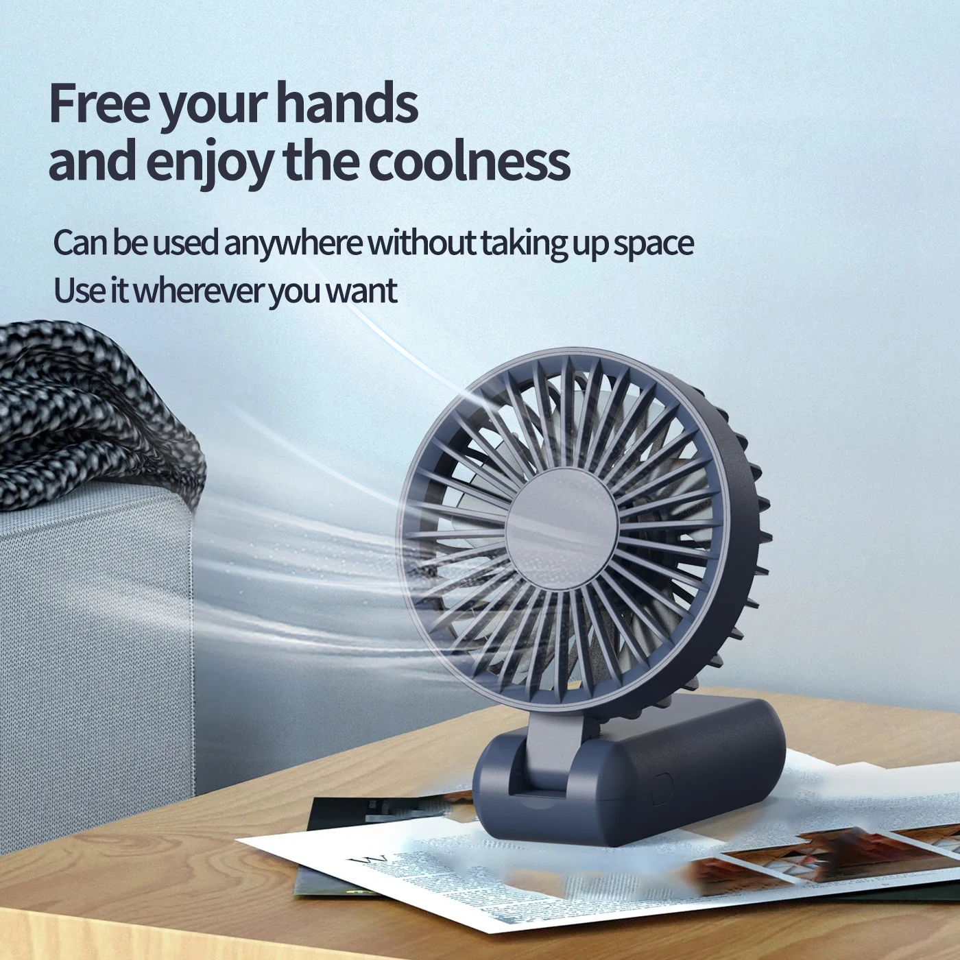 Portable foldable handheld with digital display 3-speed USB charging rechargeable portable fan Handheld small fan mini