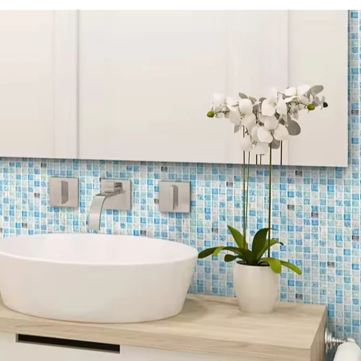Kasaro hand painting pool shiny mix color glass mosaic tile floor 8mm crystal glass mosaic tiles for swimming pool tile