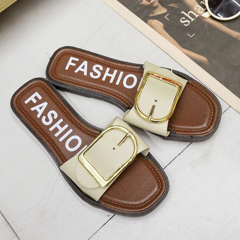 2023 Wholesale New Summer Outer Wear Soft Sole Sandals Fashion Outdoor Beach Sandals Belt Buckle Slippers Women