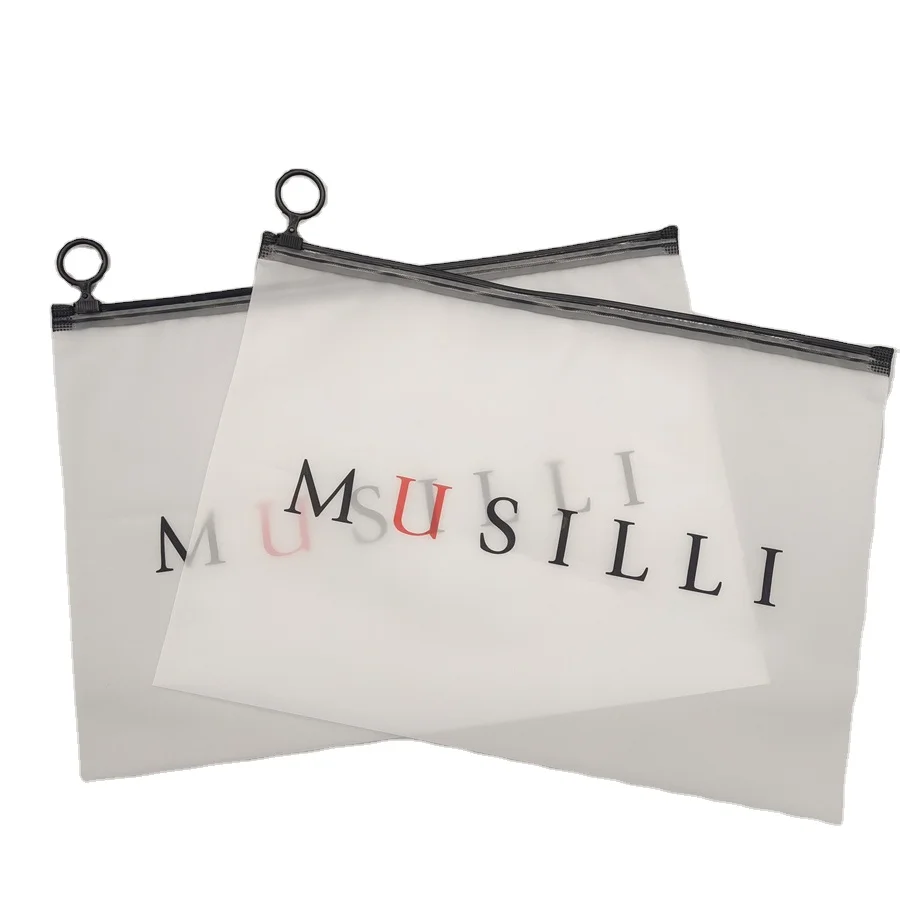 Custom matte  Eva Frosted Zipper Bag For Garment Clothing T-shirt Biodegradable Eco-friendly Printing Plastic Packaging