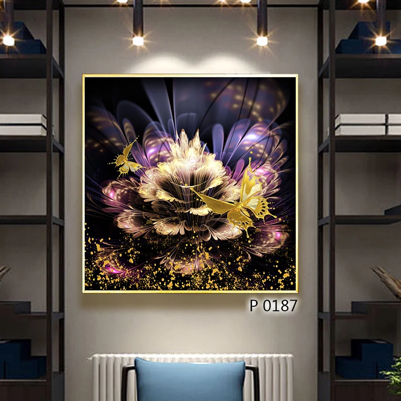 Dongjin 2021 New Wall Art Decoration Framed Flower Canvas Oil Painting Picture for Home Office Bar Porch Hotel Room