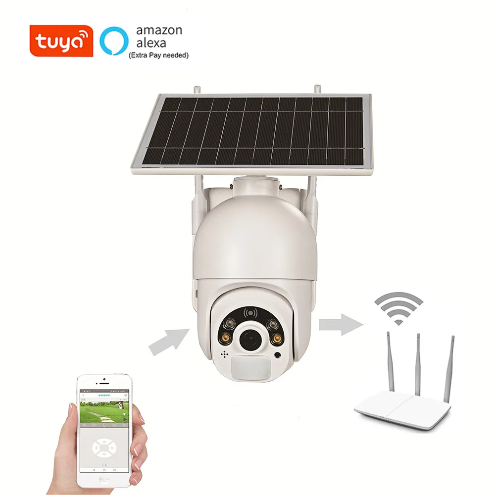 Enxun 1080P Tuya Smart 2 дюйма, Wi-Fi, солнечный Мини PTZ IP камера Открытый беспроводной безопасности Cctv камера со встроенной батареей