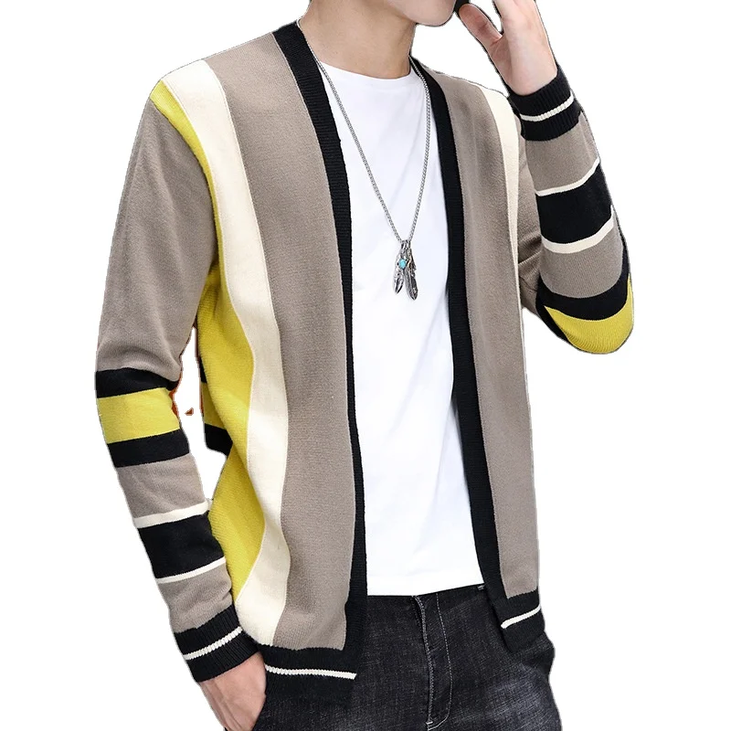 Весна-Осень 2021, вязаный свитер с V-образным вырезом, кардиган на заказ, Мужской Повседневный свитер с длинным рукавом, куртка, Молодежные топы для мужчин