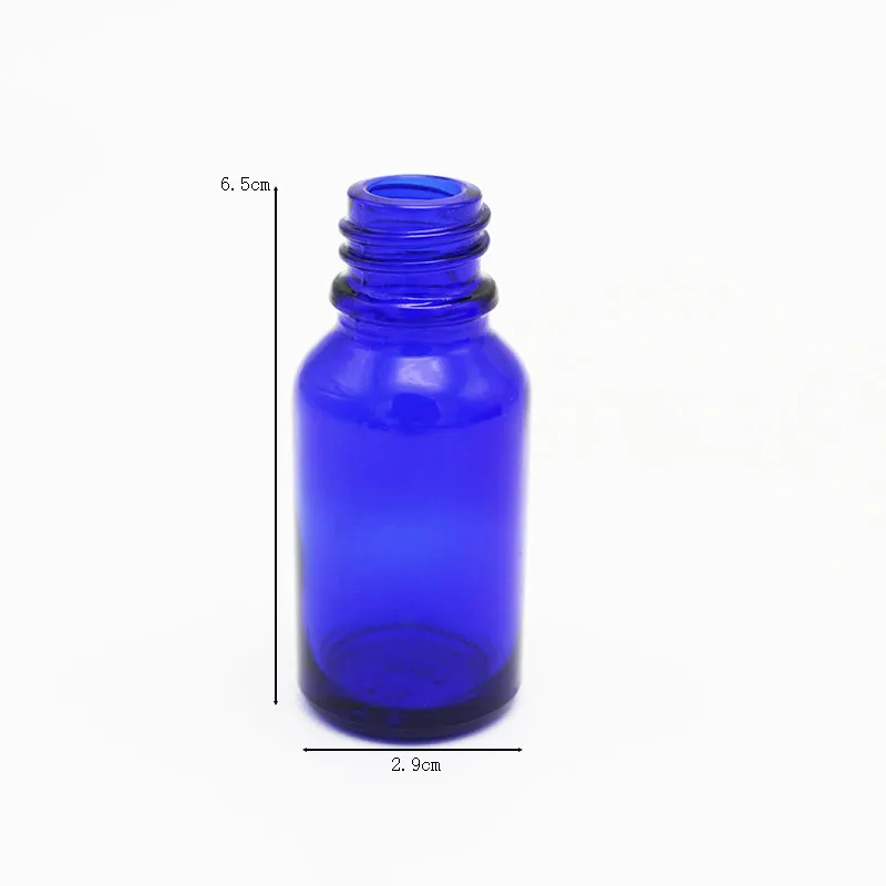 Essential oil packaging 15ml blue glass dropper bottle with black plastic cap
