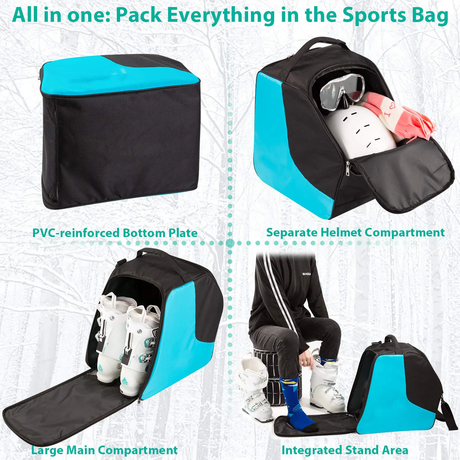 ot Selling Outdoor Ski Equipment Multi-Functional Snow Boot Boots Heater Travel Equipment Ski Bag Suitable For Ski Helmets