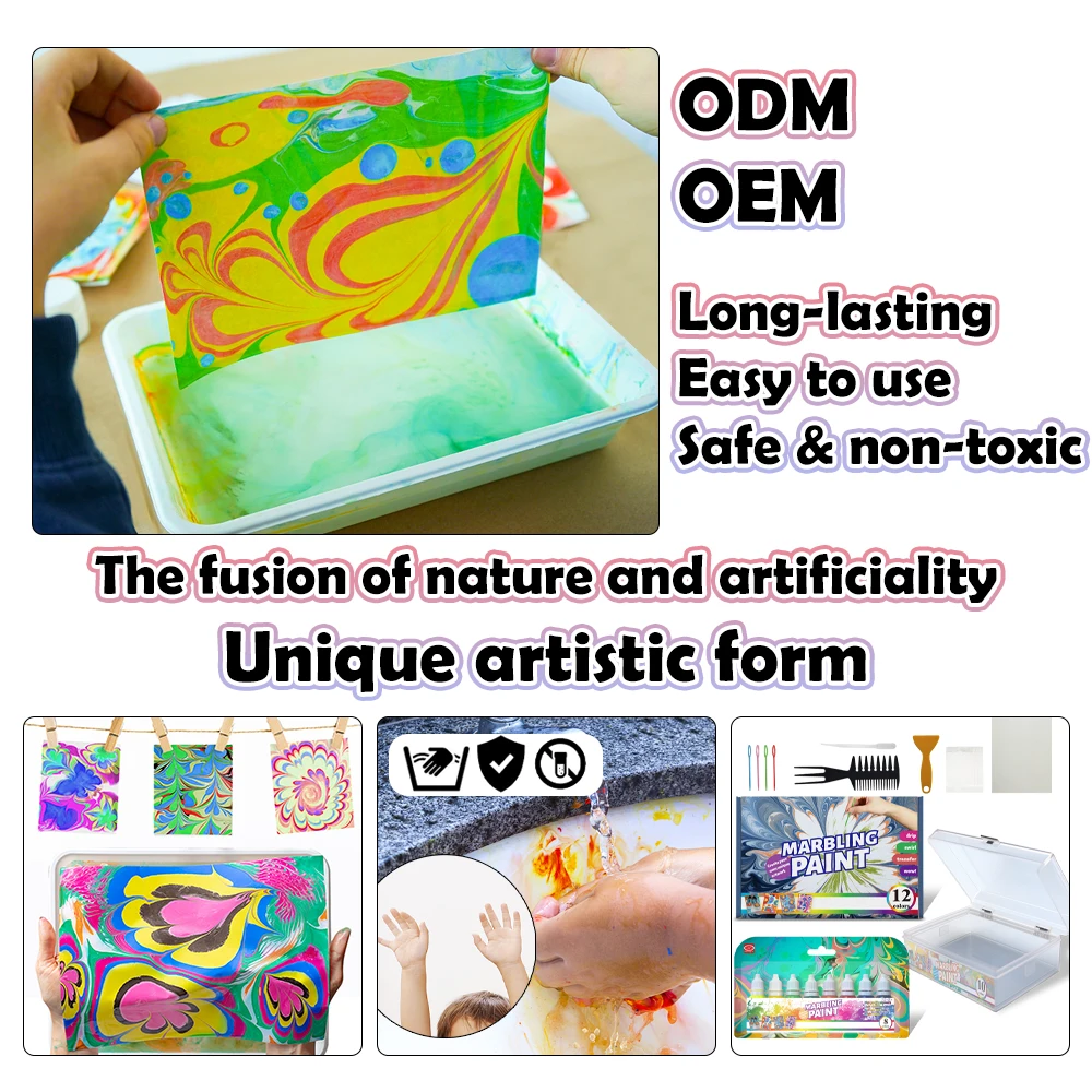 KHY Free Sample OEM Non-Toxic Watercolor For Kids Free Shipping Diy Supplies Marbeling Marbling Paint Kit Water Drawing Art Set